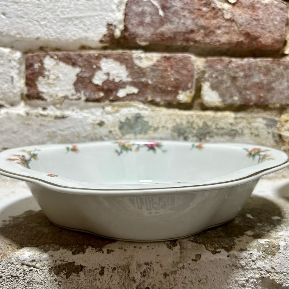 Vintage Limogues France Set of 2 Floral Peacock Serving Bowls Trimmed in Gold. - Picture 5 of 10